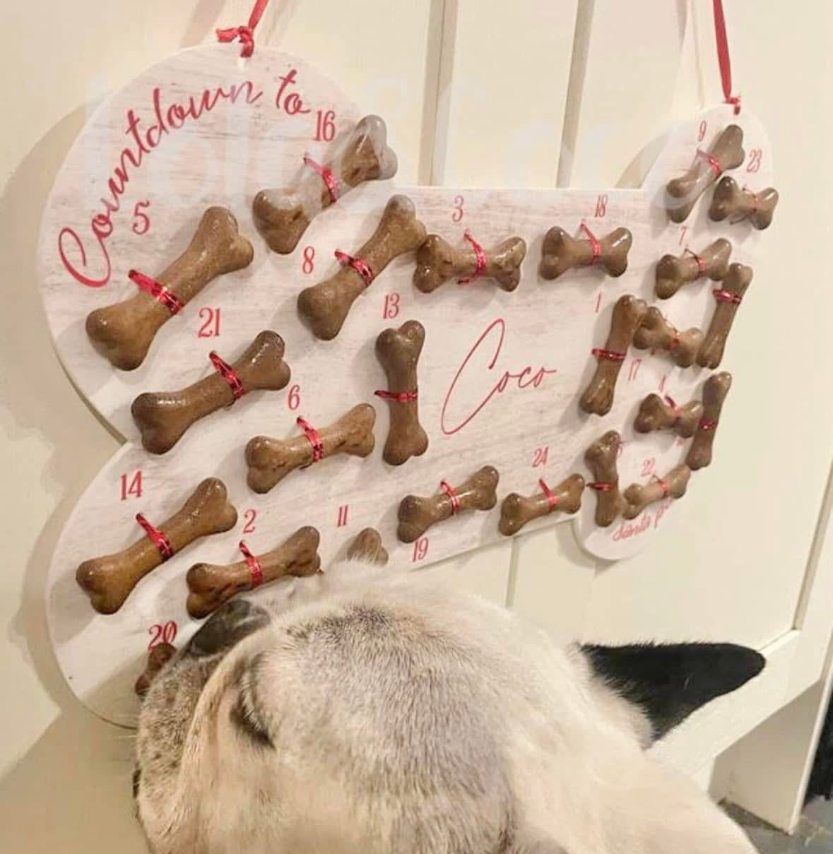 Personalised Dog Bone Advent Calendar with treats