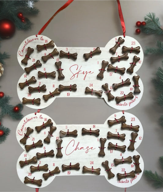 Personalised Dog Bone Advent Calendar with treats