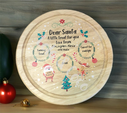 Personalised Santa treat board & bottle.