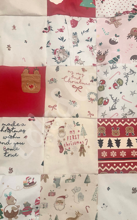 Christmas Keepsake Memory Sack. Double sided patchwork.