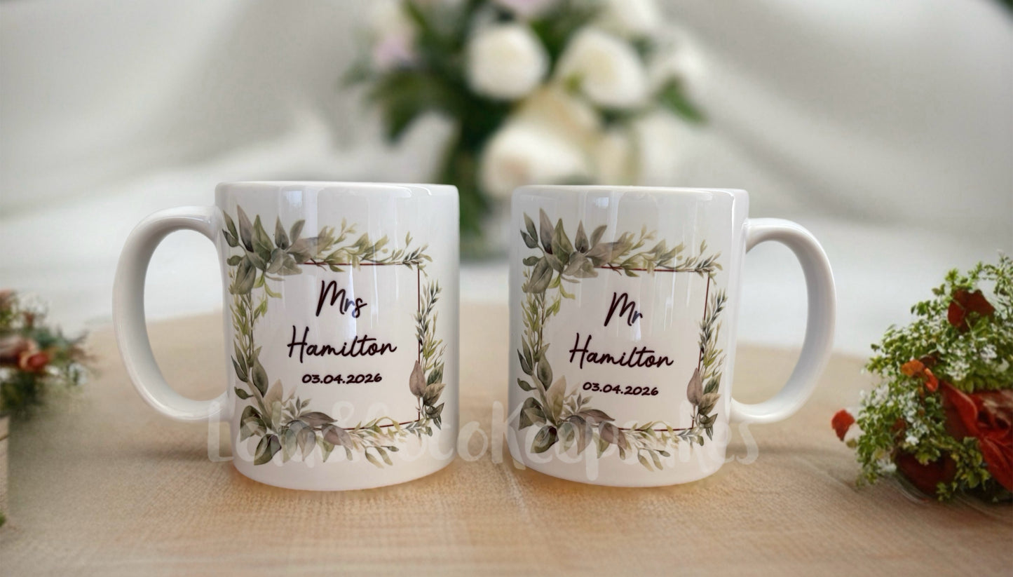 Mr & Mrs Personalised wedding mugs