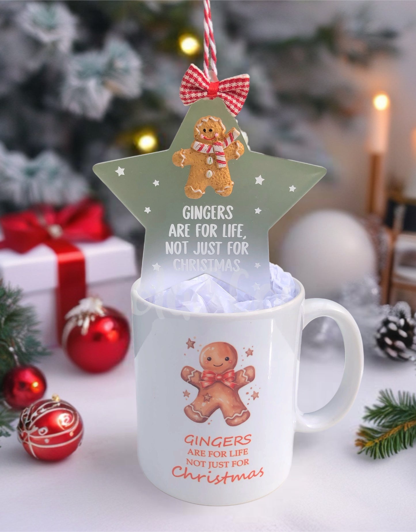 Gingers For Life Christmas bauble and mug gift set